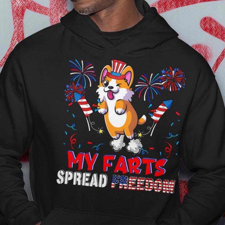 My Farts Spread Freedom Funny American Flag Corgi Fireworks V3 Hoodie Unique Gifts