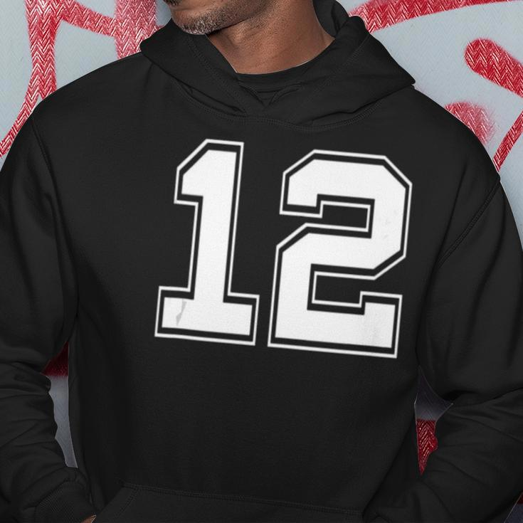 Number 12 Baseball Football Soccer Fathers Day Gift Hoodie Unique Gifts