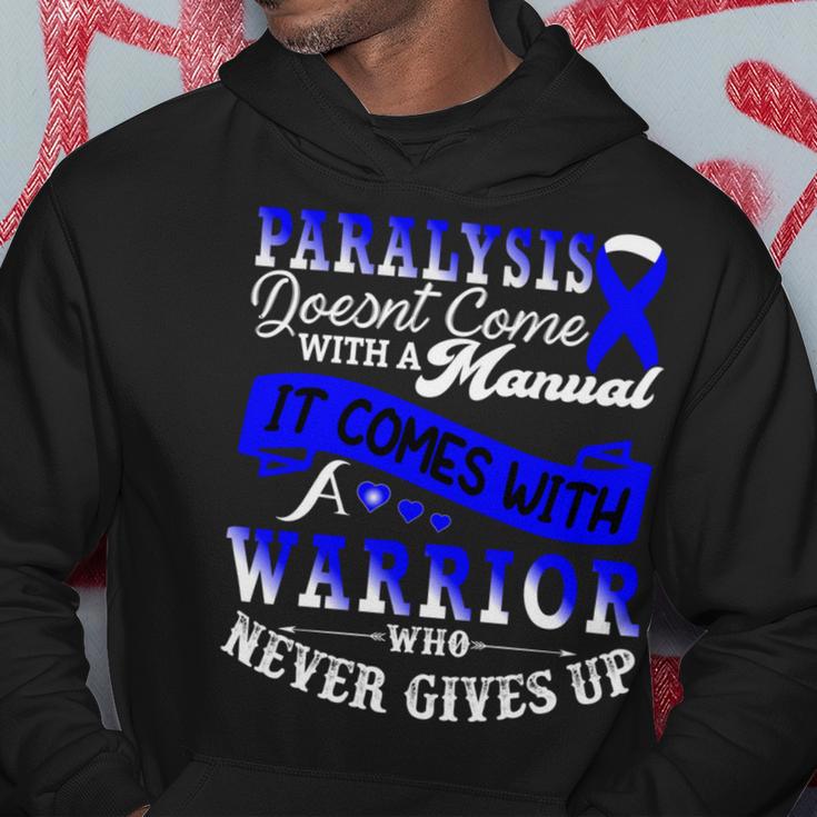 Paralysis Doesnt Come With A Manual It Comes With A Warrior Who Never Gives Up Blue Ribbon Paralysis Paralysis Awareness Hoodie Unique Gifts