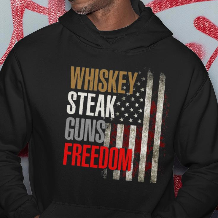 Patriotic American Flag Whiskey Steak Guns And Freedom Hoodie Unique Gifts