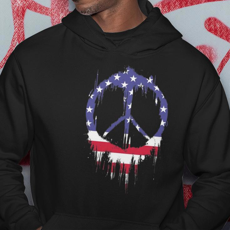 Patriotic Peace Sign American Flag 4Th Of July Retro Hippie Hoodie Unique Gifts