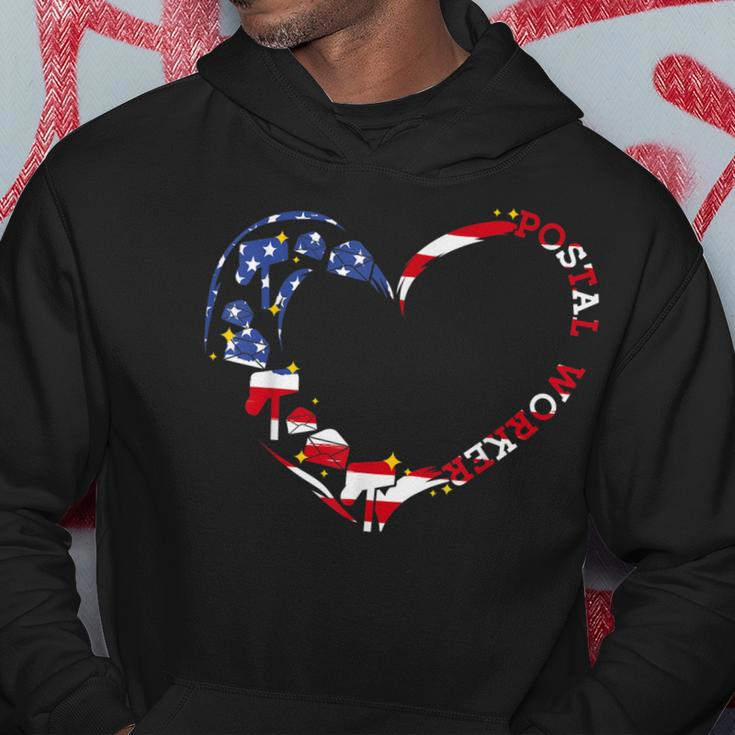 Postal Worker Patriotic Heart - Love Postal Mail Carrier Hoodie Personalized Gifts
