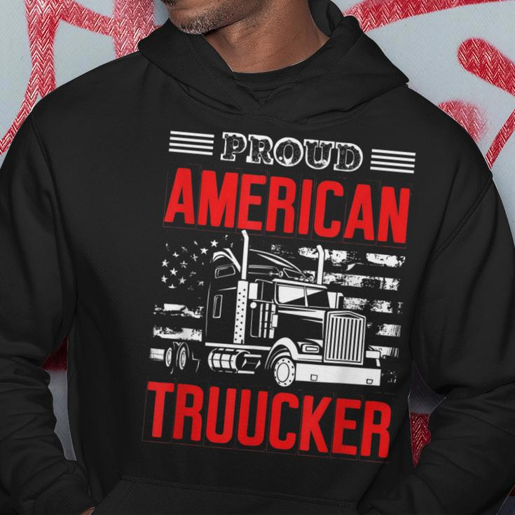 Proud American Trucker Patriotic Truck Driver Trucking Hoodie Personalized Gifts