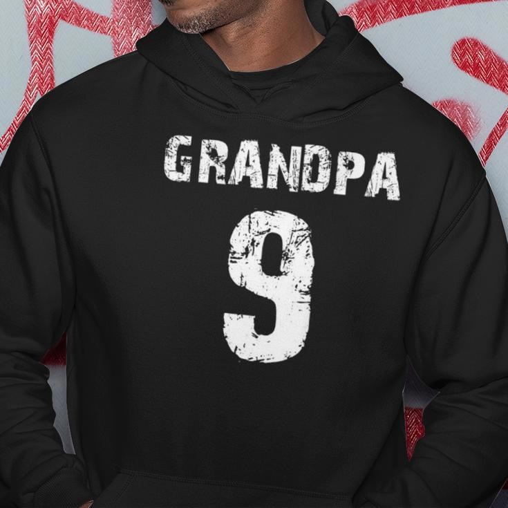 Proud Grandpa - Grandpa Of 9 Athletic Style Numbered Hoodie Unique Gifts