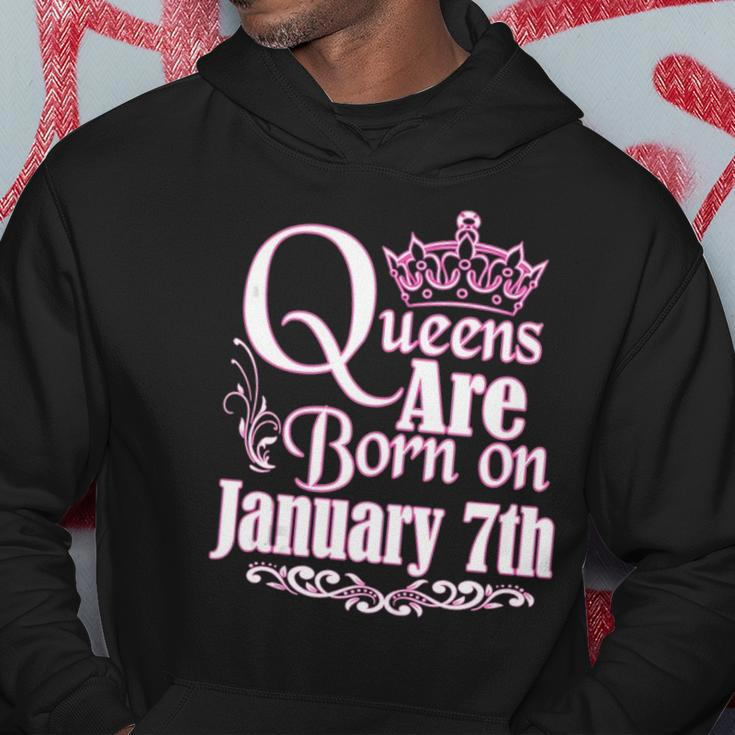 Queens Are Born On January 7Th Capricorn Aquarius Birthday Hoodie Unique Gifts