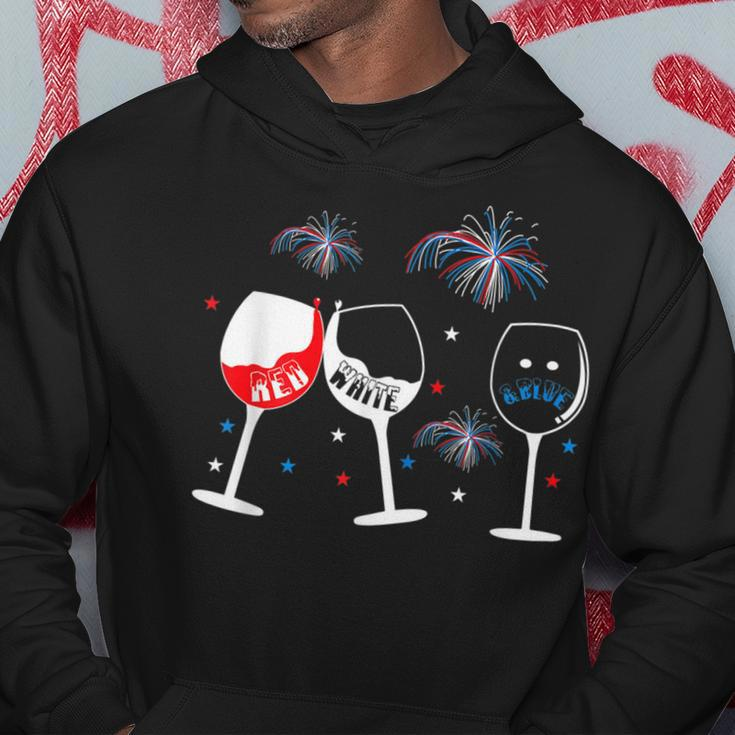 Red White And Blue Funny Wine Glass For 4Th Of July Hoodie Funny Gifts