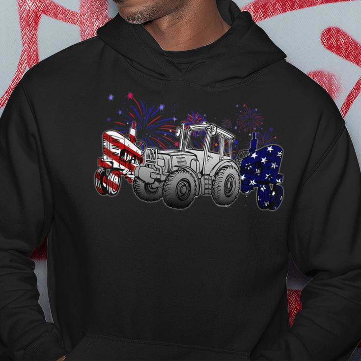 Red White Blue Tractor Usa Flag 4Th Of July Patriot Farmer Hoodie Funny Gifts