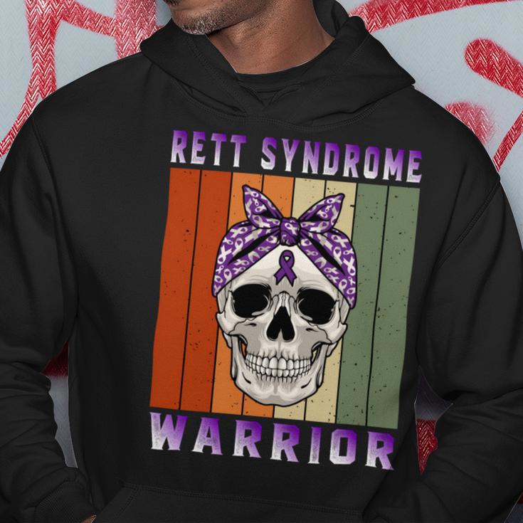 Rett Syndrome Warrior Skull Women Vintage Purple Ribbon Rett Syndrome Rett Syndrome Awareness Hoodie Funny Gifts