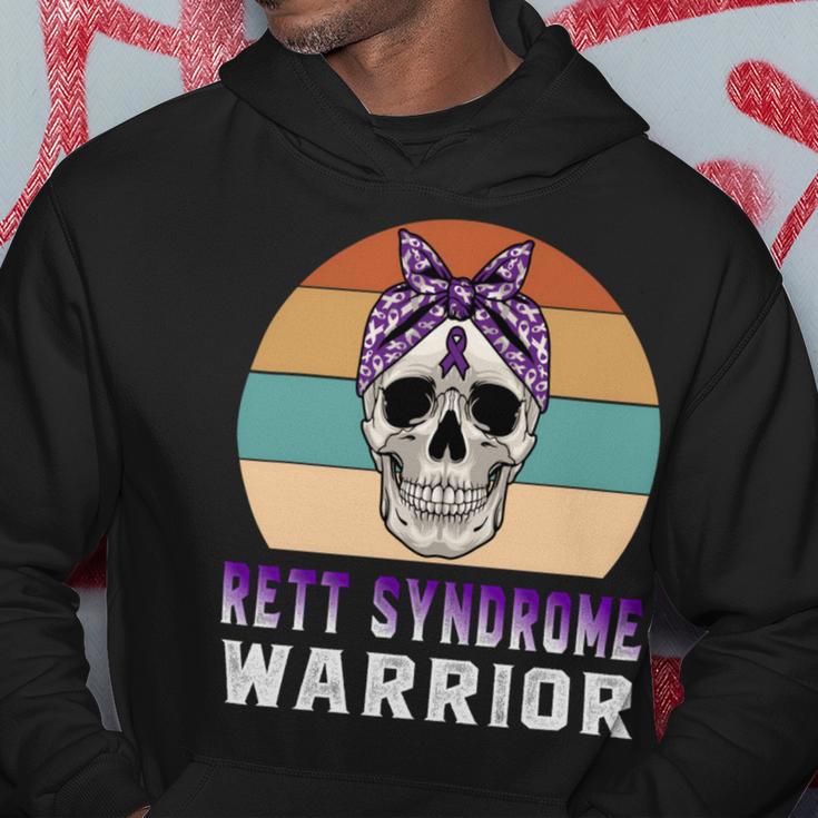 Rett Syndrome Warrior Skull Women Vintage Purple Ribbon Rett Syndrome Rett Syndrome Awareness V2 Hoodie Funny Gifts