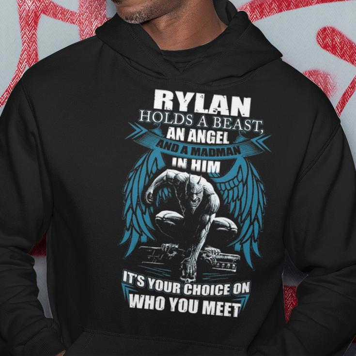 Rylan Name Gift Rylan And A Mad Man In Him Hoodie Funny Gifts