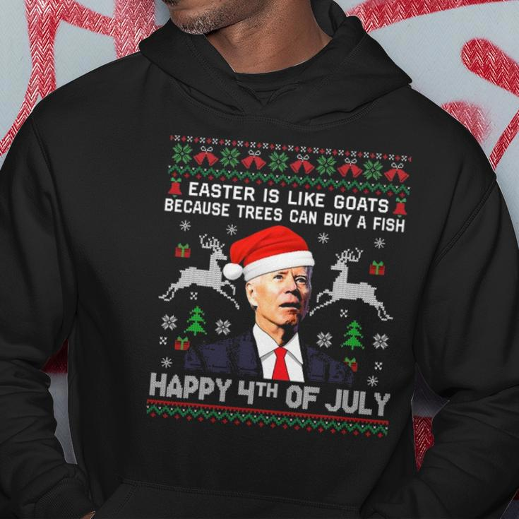Santa Joe Biden Happy 4Th Of July Ugly Christmas Men Hoodie Unique Gifts