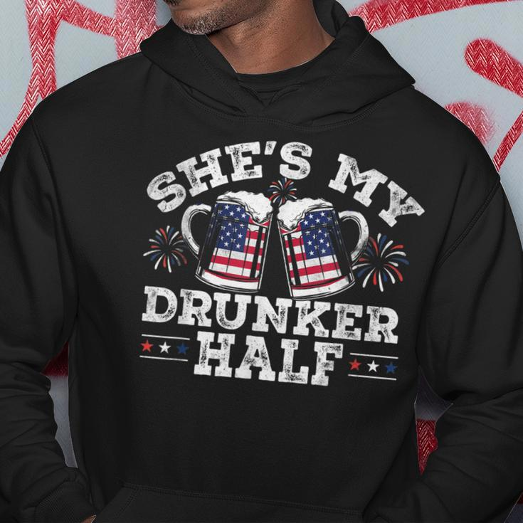 Shes My Drunker Half Funny Beer Couple Matching 4Th Of July Hoodie Funny Gifts