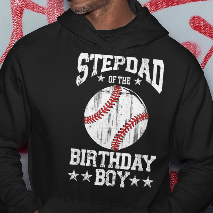 Stepdad Of The Birthday Boy Baseball Lover Vintage Retro Hoodie Funny Gifts