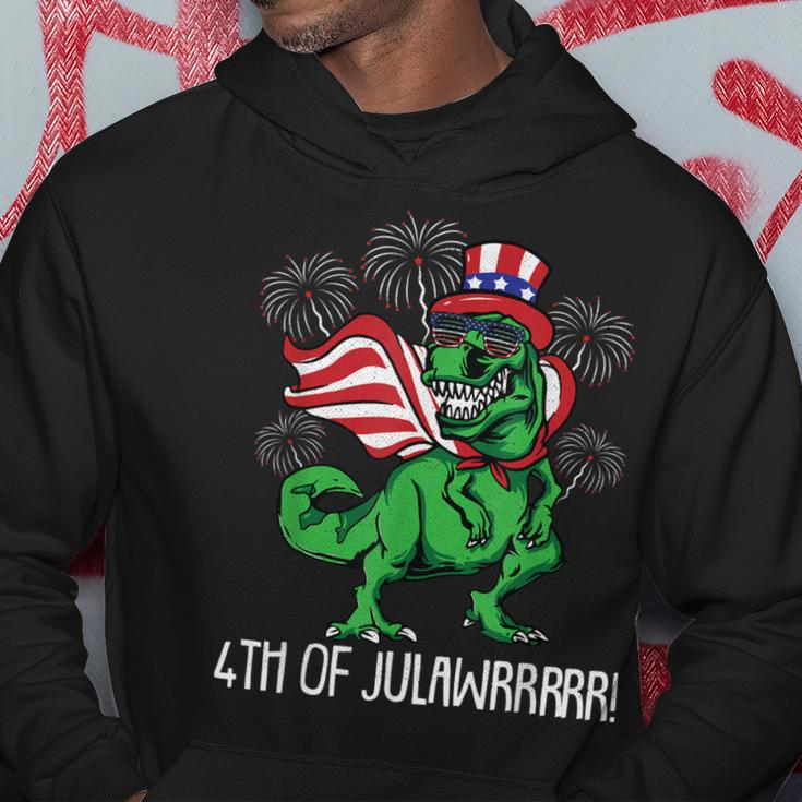 T-Rex American Flag 4Th Of July Funny Rawr Patriotic Dino Hoodie Funny Gifts