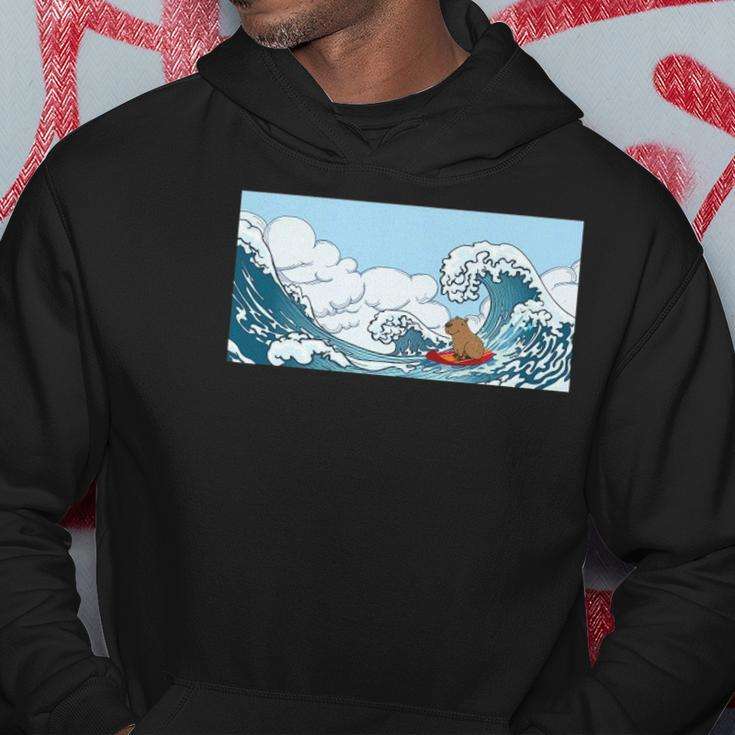 The Capybara On Great Wave Hoodie Unique Gifts