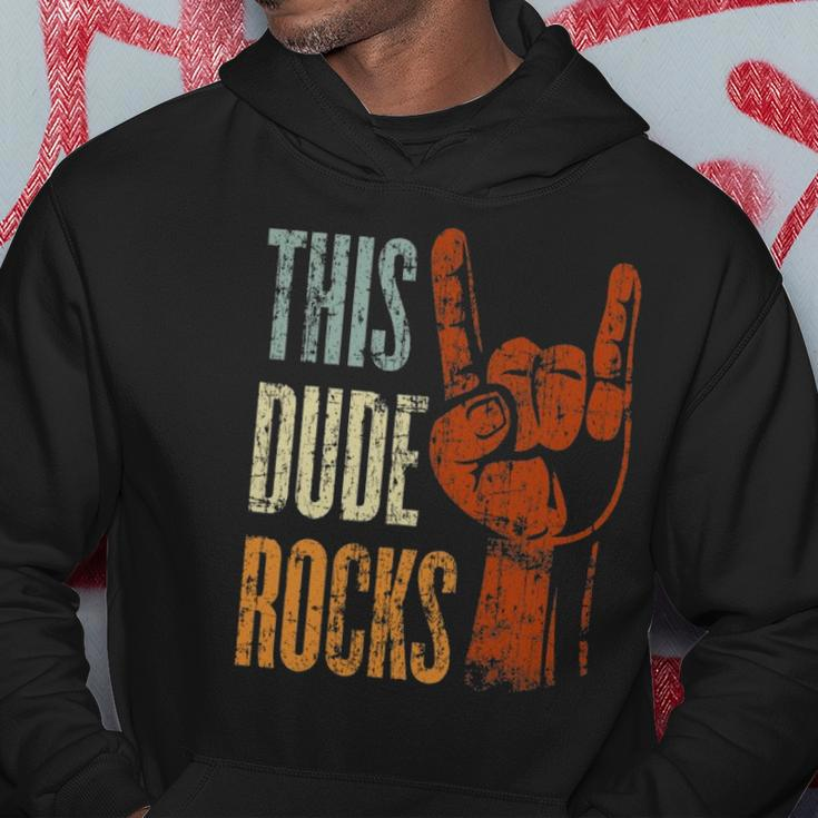 This Dude Rocks Rock N Roll Heavy Metal Devil Horns Hoodie Unique Gifts