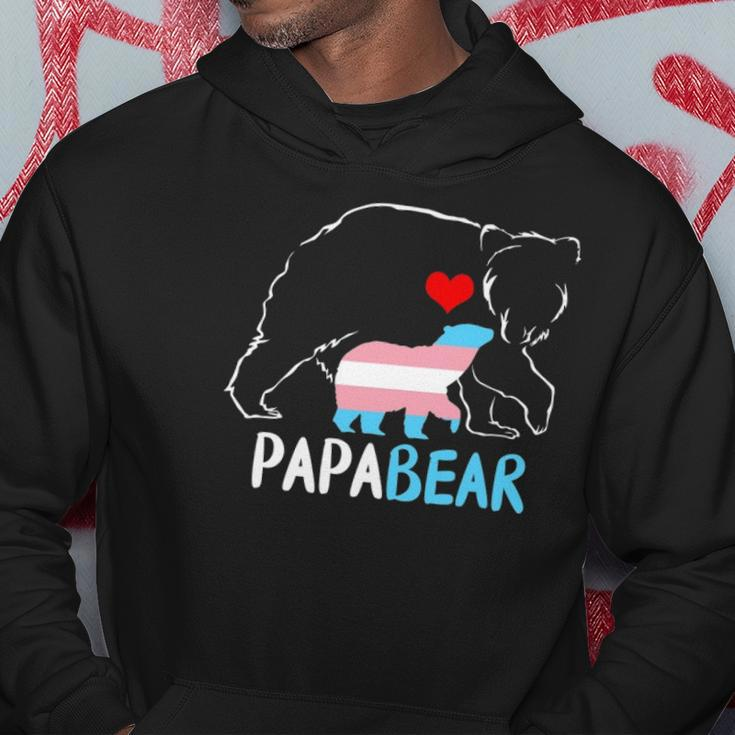 Trans Papa Bear Proud Dad Rainbow Transgender Fathers Day Hoodie Unique Gifts
