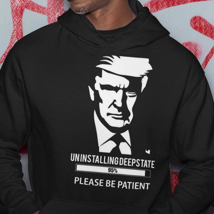 Ultra Maga Uninstalling Deep State Please Be Patient Funny Anti Biden Us Flag Pro Trump Trendy Hoodie Funny Gifts