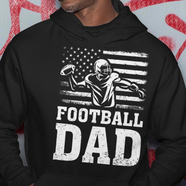 Vintage Football Dad American Flag Football 4Th Of July Hoodie Funny Gifts