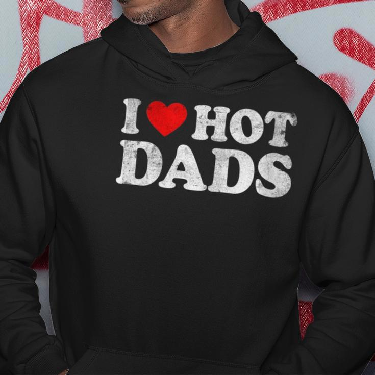 Womens I Love Hot Dads I Heart Hot Dads Love Hot Dads V-Neck Hoodie Unique Gifts