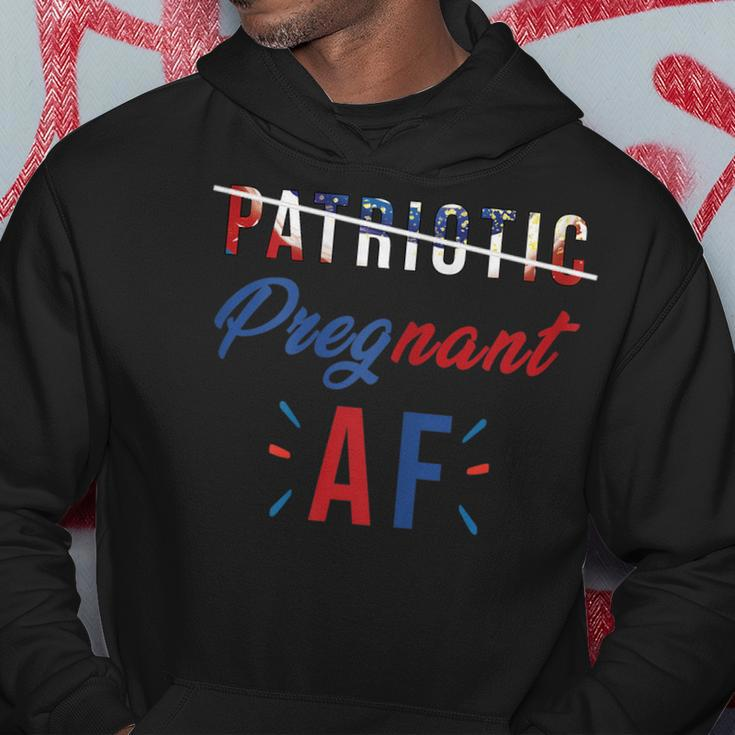 Womens Patriotic Pregnant Af Baby Reveal 4Th Of July Pregnancy Mom Hoodie Funny Gifts