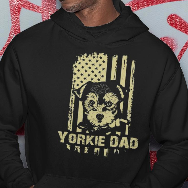 Yorkie Dad Cool Proud American Flag Fathers Day Gift Hoodie Personalized Gifts