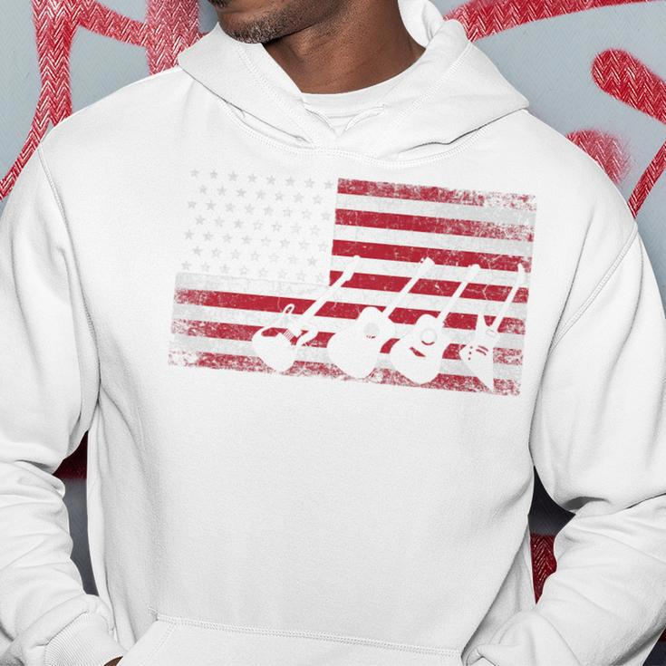 4Th Of July Gift For Men Dad Guitar Musician American Flag Hoodie Funny Gifts