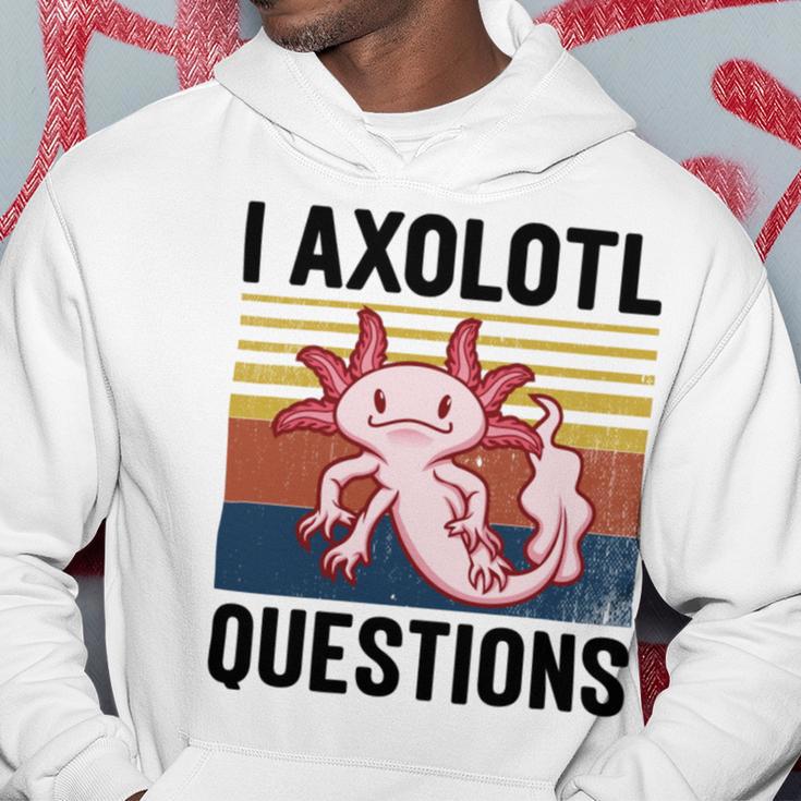 Axolotl Questions I Ask A Lot Of Questions Pun Vintage Hoodie Funny Gifts