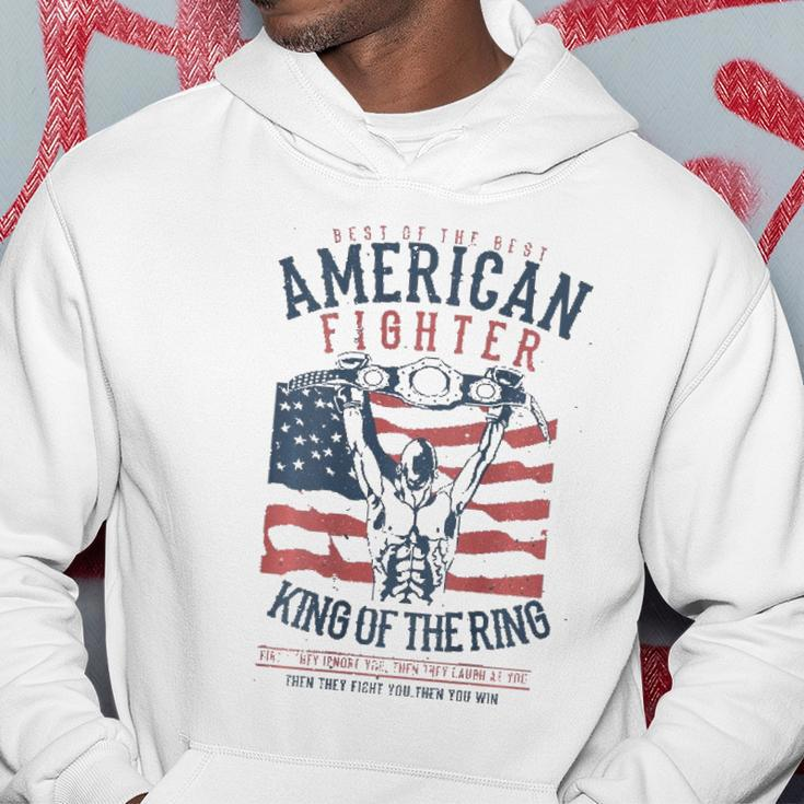 Boxer Graphic With Belt Gloves & American Flag Distressed Hoodie Unique Gifts