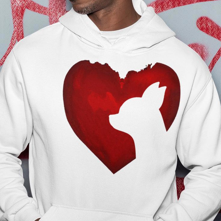 Chihuahua Shape With Red Heart Painting For Valentine Day Hoodie Funny Gifts