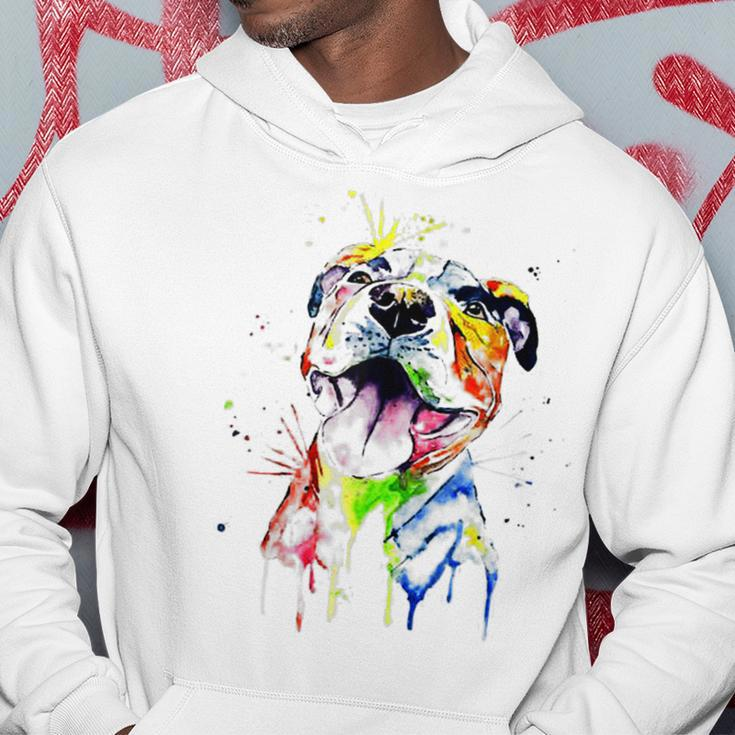 Colorful Pit-Bull Terrier Dog Love-R Dad Mom Boy Girl Funny Hoodie Personalized Gifts