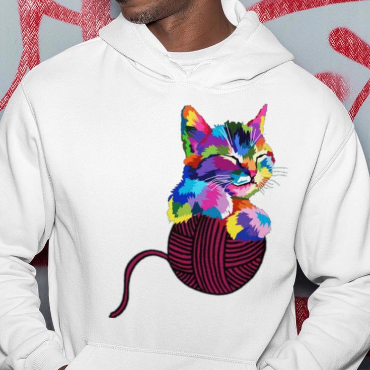 Cute Cat Gift For Kitten Lovers Colorful Art Kitty Adoption Hoodie Funny Gifts