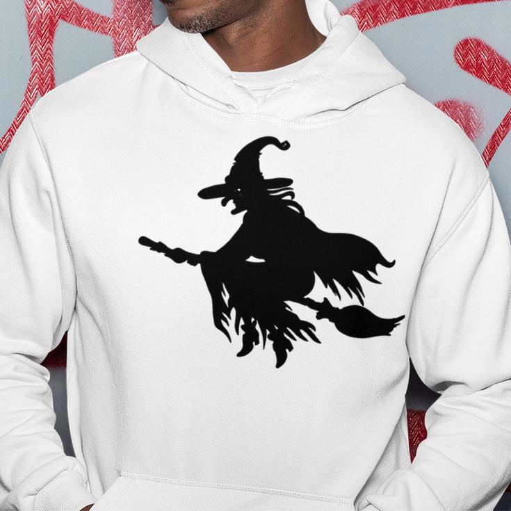 Halloween Scary Old Witch On Broom Art Design Pattern Hoodie Funny Gifts