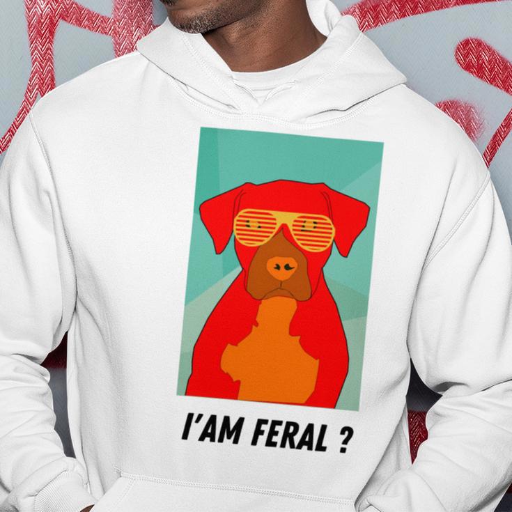 I Am Feral Coll Red Dog Hoodie Funny Gifts