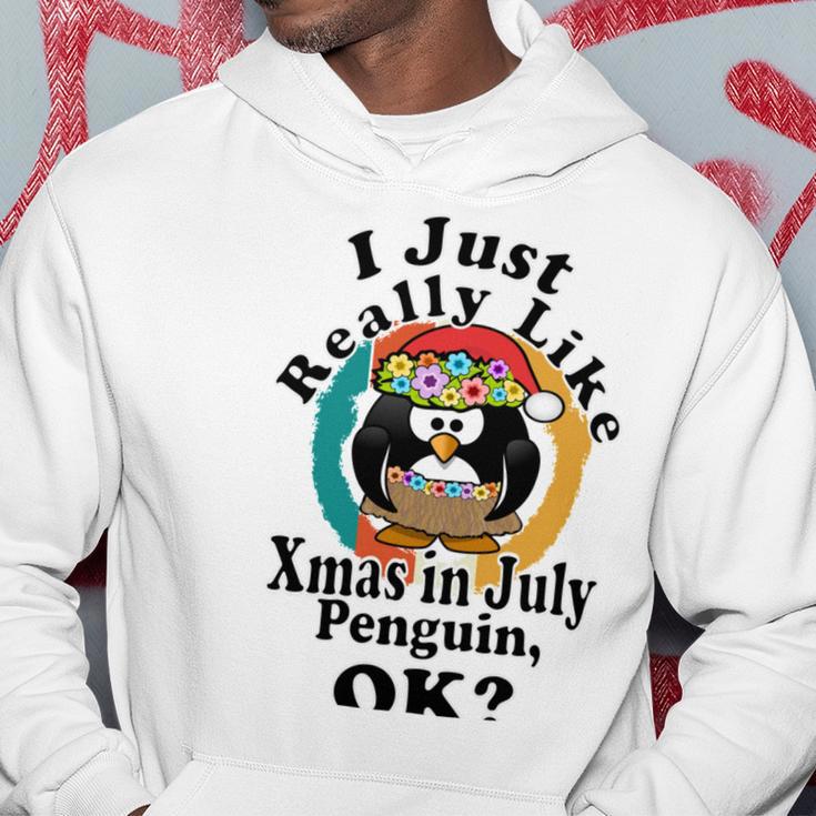 I Really Like Xmas In July Penguin Ok Hoodie Funny Gifts