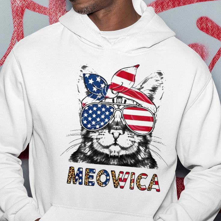 Meowica 4Th Of July Cat American Flag Patriotic Cat Lovers Hoodie Unique Gifts