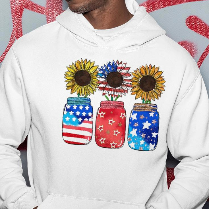 Patriotic Jar Sunflower American Flag Funny 4Th Of July Hoodie Unique Gifts