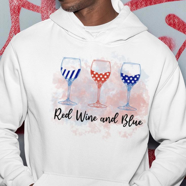 Red Wine Blue 4Th Of July Wine Red White Blue Wine Glasses Hoodie Funny Gifts