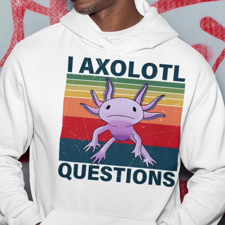 Retro I Axolotl Questions Funny Cute Axolotl Hoodie Funny Gifts