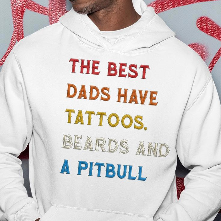 The Best Dads Have Tattoos Beards And Pitbull Vintage Retro Hoodie Unique Gifts