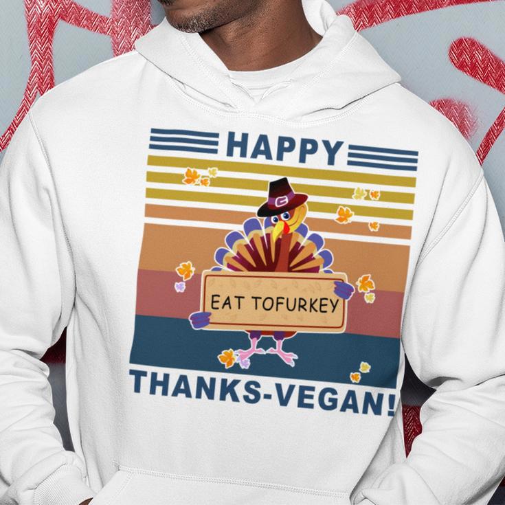 Turkey Happy Thanks Vegan Turkey Vintage Retro Hoodie Funny Gifts