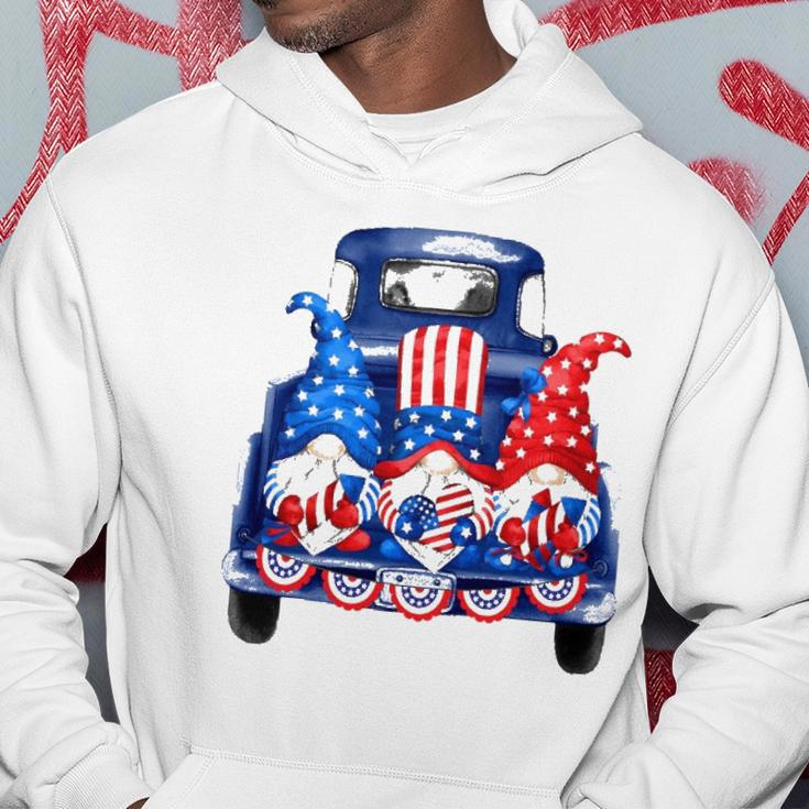 Usa Patriotic Gnomes With American Flag Hats Riding Truck Hoodie Unique Gifts
