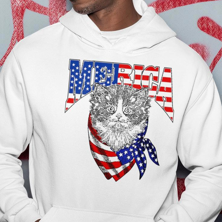 Womens Merica Cat Happy 4Th Of July American Flag Great Family Gift V-Neck Hoodie Unique Gifts