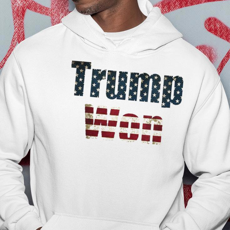 Womens Trump Won Fourth Of July Flag 2024 V-Neck Hoodie Unique Gifts