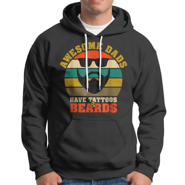 Awesome Dads Have Tattoos And Beards Vintage Fathers Day V3 Hoodie