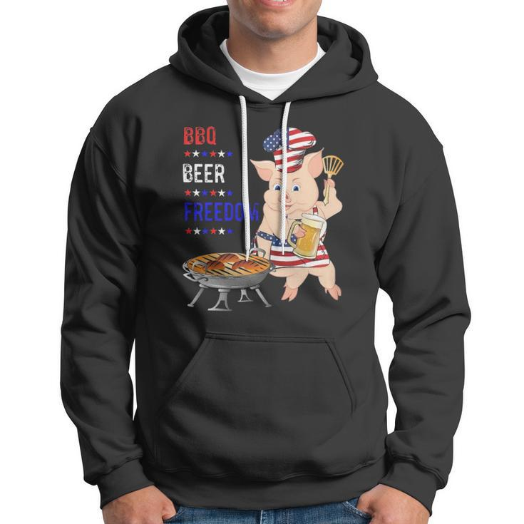 Bbq Beer Freedom Pig American Flag Hoodie