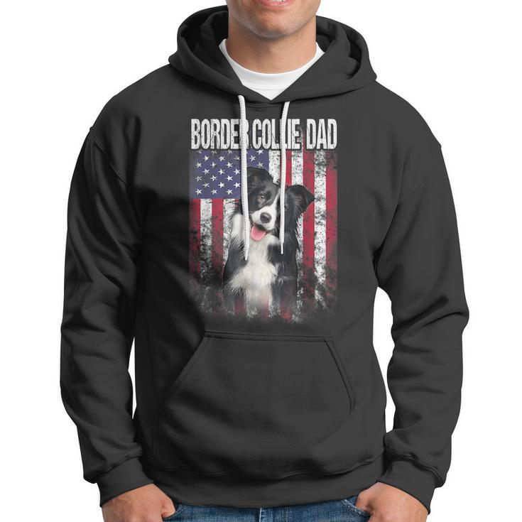 Border Collie Dad With Proud American Flag Dog Lover Hoodie