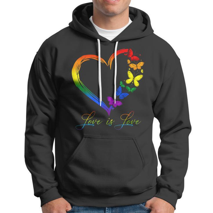 Butterfly Heart Rainbow Love Is Love Lgbt Gay Lesbian Pride Hoodie