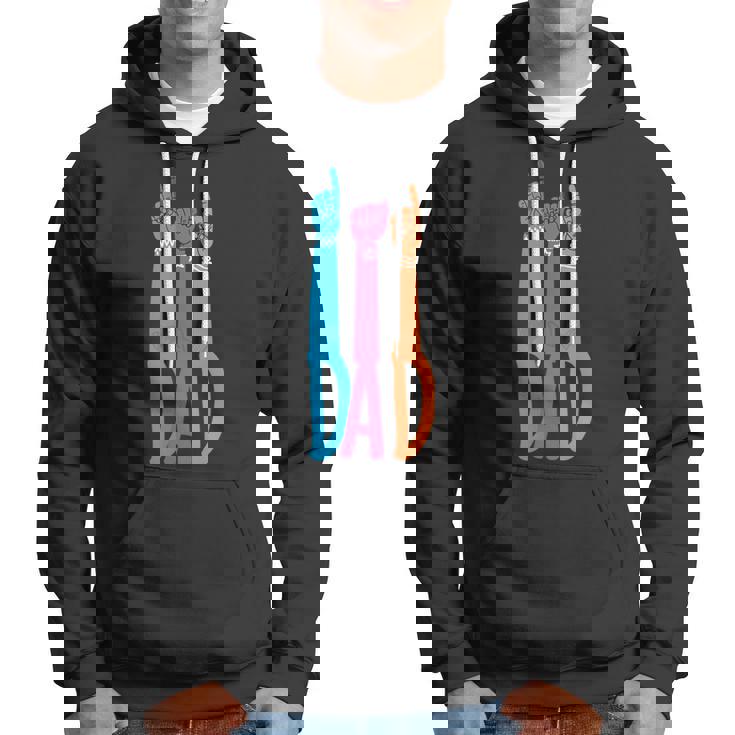 Dad Papa Father Colorful Asl American Sign Language Deaf Hoodie