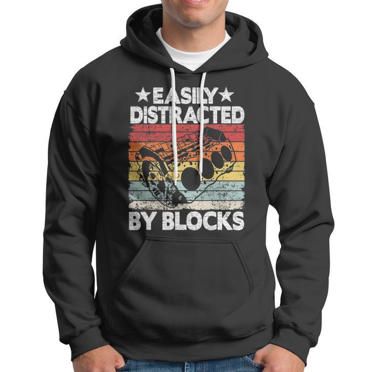 Easily Distracted By Blocks Racing Car Parts Funny Mechanic Hoodie